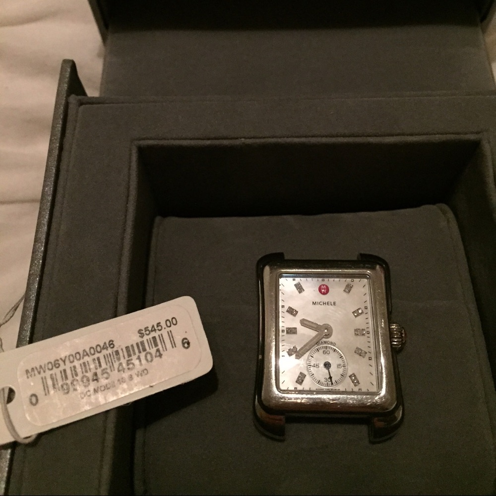 Michele Silver and White Diamond Dial Watch Head - Picture 2 of 4